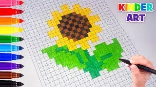 Рисунки по клеточкам - Подсолнух | How to draw sunflower Pixel art