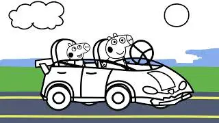 Coloring Peppa Pig With Her brother George 🐷💗🌈 Drawings For Kids