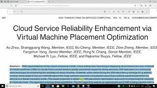 Cloud server Reliability Enhancement via Virtual Machine Optimization | IEEE Projects