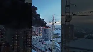 Пожар на крыше ЖК «Гринвуд» в районе улицы Созидателей в Тюменской Слободе