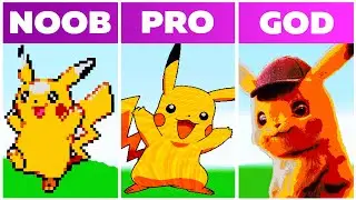 💛 Pikachu 💛 NOOB VS PRO VS HACKER VS GOD | PIXEL Minecraft ART