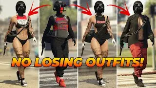 TRYHARD GTA 5 FEMALE OUTFITS WITH BLACK & RED JOGGERS - NO TRANSFER GLITCH!