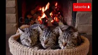 Kucing Mendengkur Tidur dan Perapian Nyaman (ASMR) 