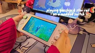 🫧🪼playing genshin & honkai star rail on a modded switch lite + unboxing cute accessories