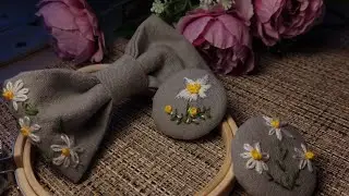 Текстильный бант с вышивкой 🤍 / How to make A bow