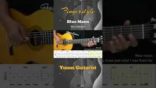 Blue Moon - Rod Stewart - Fingerstyle Guitar Tutorial + TAB & Lyrics  #fingerstyleguitar