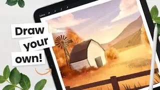 DRAW a cozy FALL scene • Intermediate Procreate Tutorial + Free Brush!