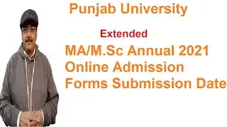 PU Extended Date of Online Admissions MA/M.Sc Annual 2021