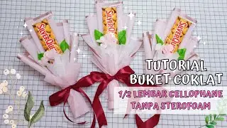 TUTORIAL BUKET COKLAT SILVERQUEEN 1/2 LEMBAR CELLOPHANE | DIY CHOCOLATE BOUQUET