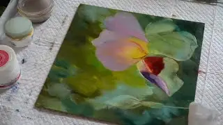 Нарисовать ирис маслом.  Draw iris with oil paints.