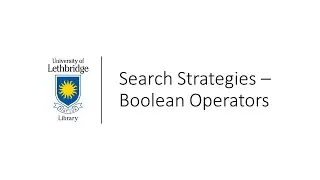 Search Strategies - Boolean Operators