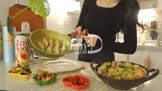 ENG│강아지 한복 만들고 예쁜 만두말이 먹기. 얼큰 장칼국수와 향긋한 달래먹는 자취일상