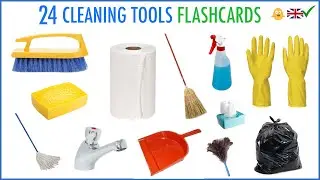 24 Cleaning Tools - Learn English Vocabulary - Flashcards For Kids