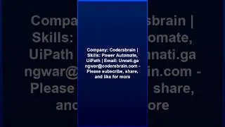 RPA UiPath Developer Role@Codersbrain