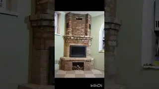 Угловой камин  из б/у кирпича🔥