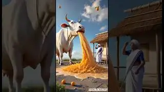 A vaca faz Litros de suco de Laranja 🍊 todos os Dias, mas a Avó acaba se afogando😭#ai #suco  #vaca