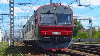 Автомотриса АЧ2-087 проследует станцию Железнодорожная