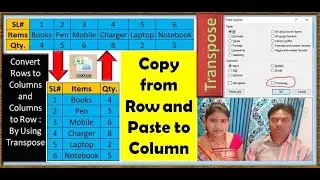 Copy from Row and Paste to Column,Convert Row to Column and Columns to Row,Transpose ,Paste Special,