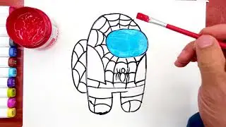 spiderman Among Us Coloring Pages《在我们之中(Among Us)》蜘蛛侠太空狼人杀 着色画#儿童简笔画上色#coloring