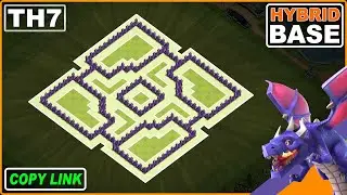 NEW Best! TH7 HYBRID Base 2024 | Town hall 7 Trophy/War Base COPY LINK