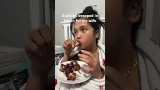 Scallops wrapped in bacon. Wife’s 1st try at eating something new 