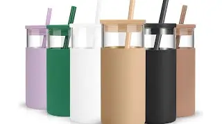 Tronco Reusable Glass Tumbler with Silicon Sleeve and Lid