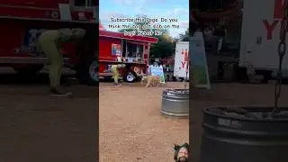 A golden retriever gives food to a woman who orders it from a food truck and shakes her hand #shorts