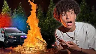 WE SET A HAUNTED FOREST ON FIRE!! **Almost Arrested**