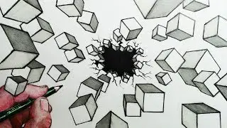 How to Draw Cubes: Flying Cubes Easy