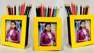 Diy Pen Stand With Photo Frame #shorts #craft #penstand #photofranepenstand #penstandcraft #craft