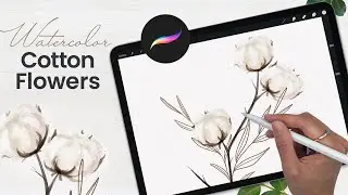 How To Draw Watercolor Cotton Flowers (Cottagecore Aesthetic!) • Procreate Tutorial • Easy iPad Art