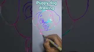 How to draw a dog drawing ✨ with colored effect ✨#dog painting #cartoon dog drawing#puppydogdrawing