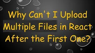 Why Can't I Upload Multiple Files in React After the First One?