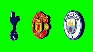 8 x English Premier League Football Clubs logo animations on green screen 