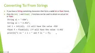 COMP1010 String Numeric Conversions