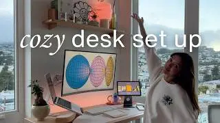 Cozy Productive Desk Setup 🍃 | Calm, Creative, Standing Desk, Cable Management, Ambient Lights