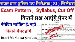 Rajasthan S.I. Vacancy 2021 || SI Syllabus | Rajasthan SI Exam Pattern | राजस्थान पुलिस उप निरीक्षक
