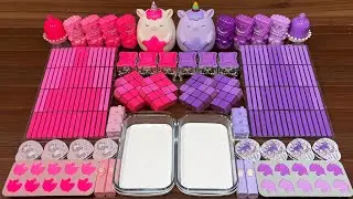 PINK vs PURPLE I Mixing Random into Glossy Slime I Satisfying Slime 