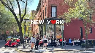 [4K]🇺🇸Lively spring vibes in West Village🌷🌸, New York City🗽🚕 Apr. 2024