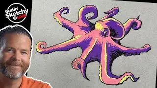 Drawing an Octopus with Posca Markers - 4 Values - Gettin' Sketchy Live