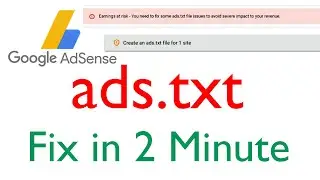 Earning at risk - you need to fix some ads.txt file issues avoid severe impact to your revenue