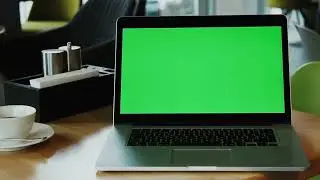 Computer With Chroma Key Green Screen At The Table With Cup Of Coffee Hd | By Creator Stockify