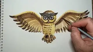 Как легко нарисовать сову гуашью.