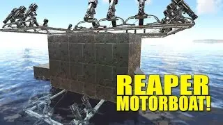 Reaper Turret Motorboat Build! Fully Protected!(How Not To Be A Noob) -Ark:Survival Evolved