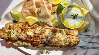 The JUICIEST Chicken Souvlaki with Tzatziki 🤤