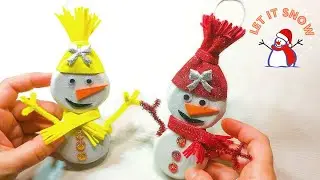 ⛄ СНЕГОВИКИ из железных крышек и фоамирана ⛄ Игрушка на ёлку/DIY Snowman