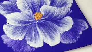 (344) Elegant Silver Flower | String pull technique | Fluid Acrylic Pouring | Designer Gemma77