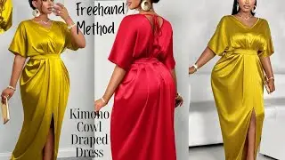 Freehand Kimono Cowl Draped Dress: No Side Seams | Cut and Sew Tutorial