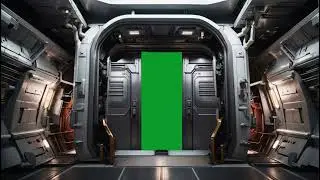 Spaceship door 6 - Opening & closing (Green screen royalty free footage) with sound