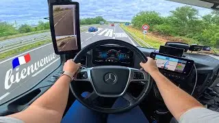POV Girl Truck Driving /// Border cross DE - FR /// accident and traffic jam